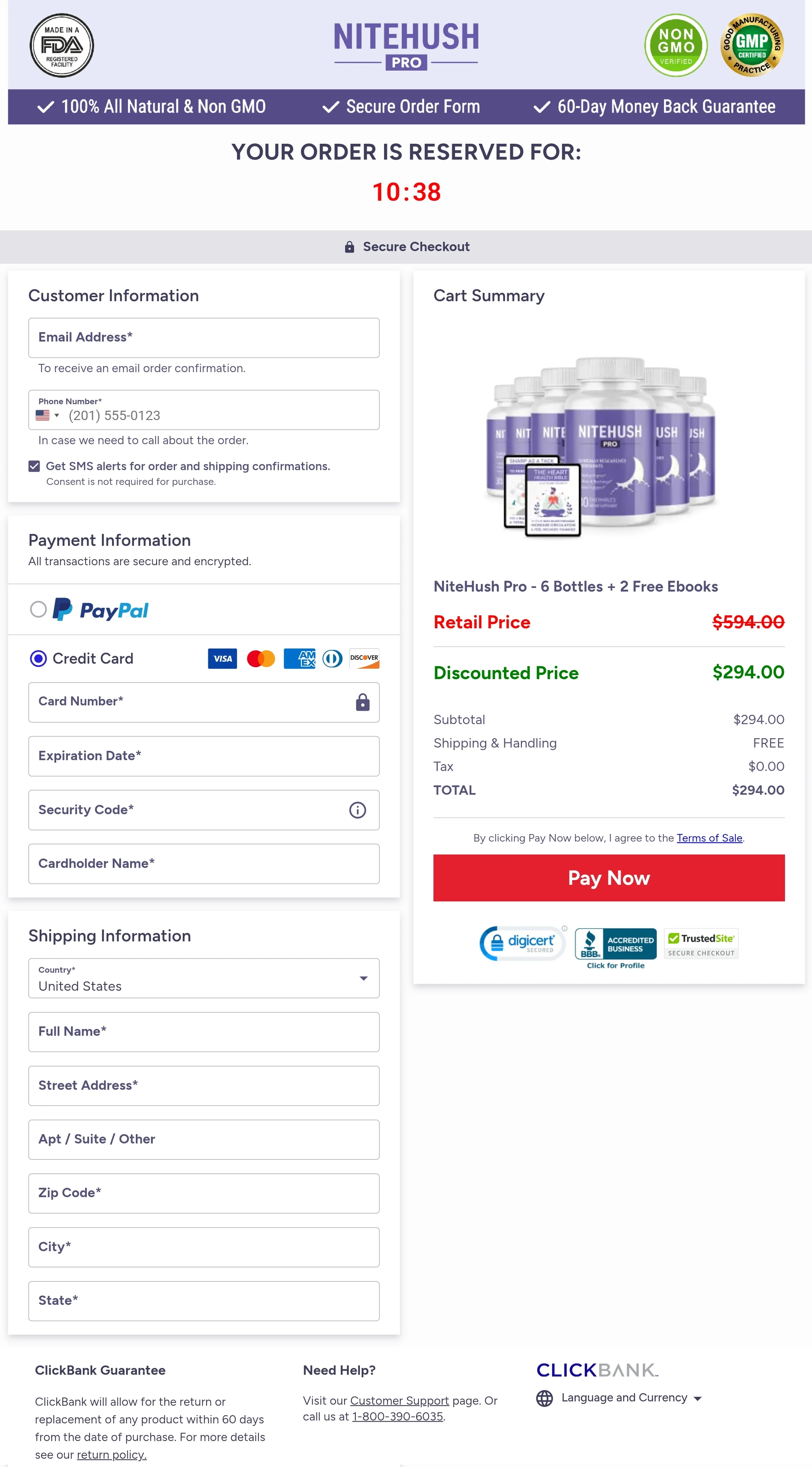 NiteHush Pro order form